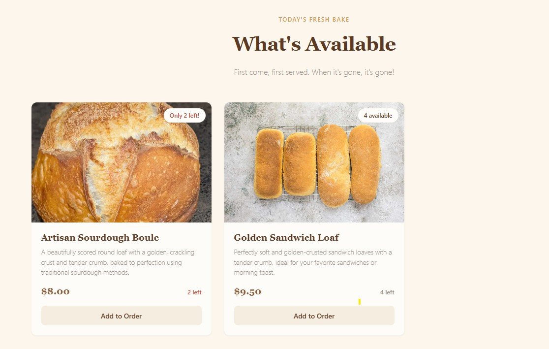 Live menu on website